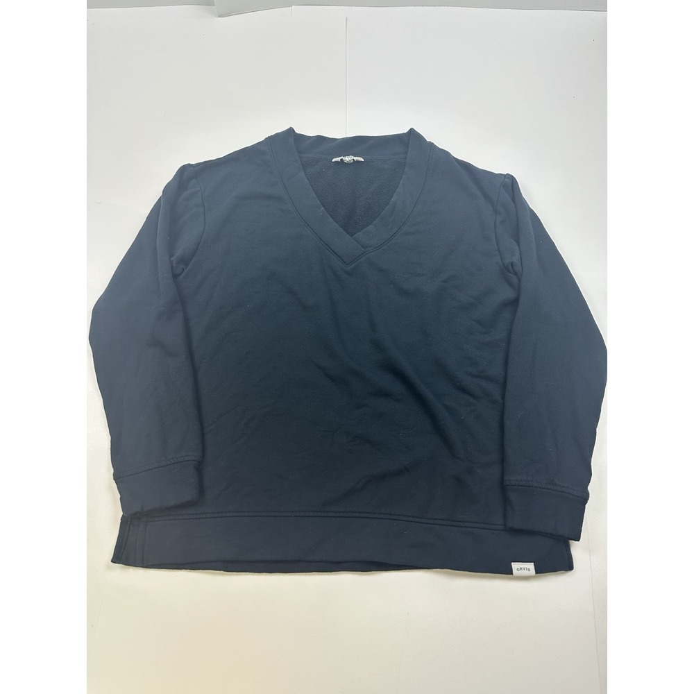 Orvis Sweatshirt Black Pullover Vneck Long Sleeve Soft Modal Mix Size Small